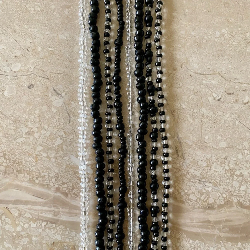 Layered Black and Silver Beaded Necklace